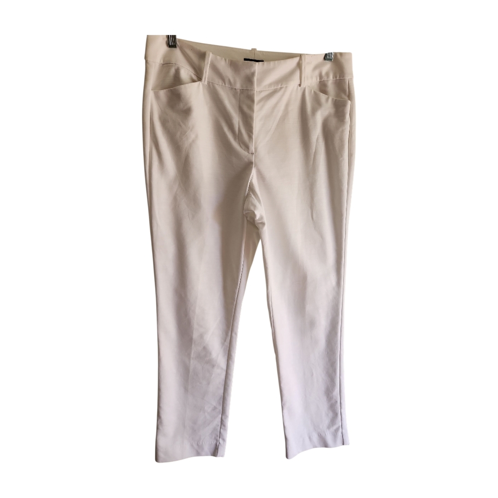 Ann Taylor Signature Slim Ankle Pants Size 8 White Cotton Stretch Lined